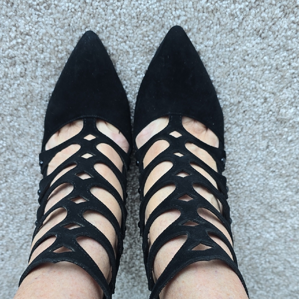 Fergie Black Strappy Heels